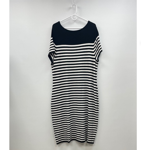 Torrid Striped Stretchy Knit Sweater Sheath Midi Dress Black White 3X - Picture 5 of 9